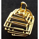 1x Gold Coloured Large Square Spiral Cage for Crystals and Gemstones